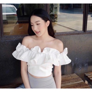 áo crt trễ vai nhún bèo