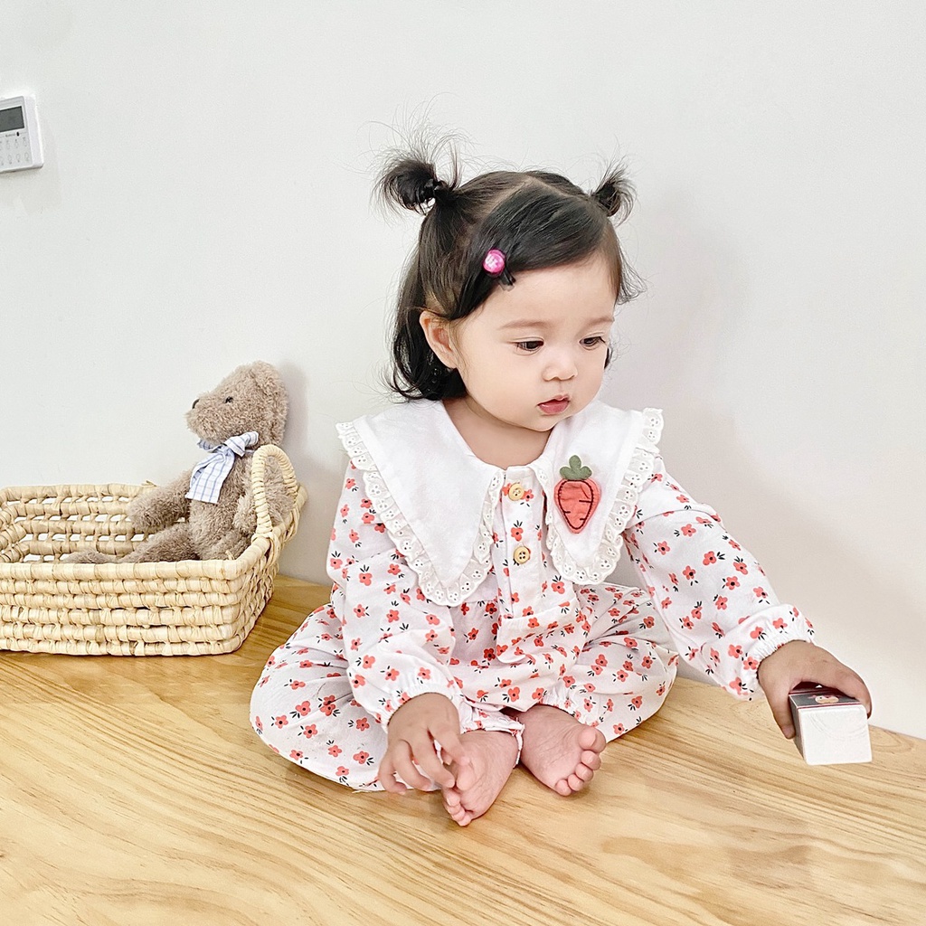 Sanlutoz Bông Trẻ sơ sinh Em bé Cô bé Rompers Hoa Áo