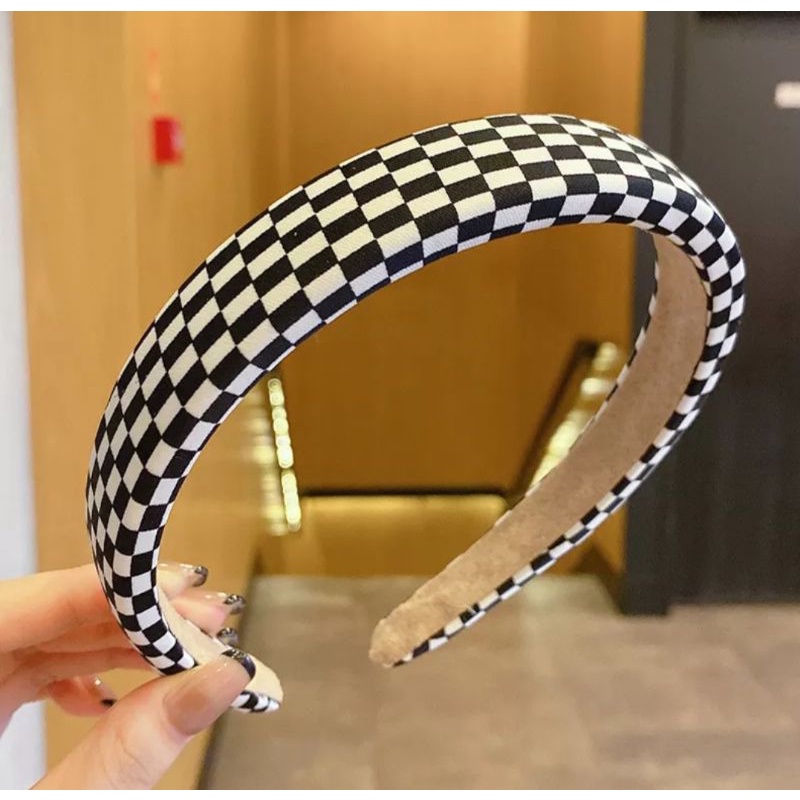 Băng đô cài tóc không răng êm đầu thiết kế bàn cờ phong cách Hàn Quốc Filibrastyle - CT060