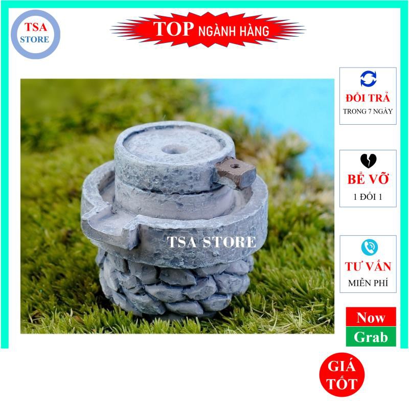 Phụ kiện tiểu cảnh terrarium Cối xay bằng đá trang trí tiểu cảnh/chậu cây mini/hồ cá/bonsai/hòn non bộ/sen đá/xương rồng