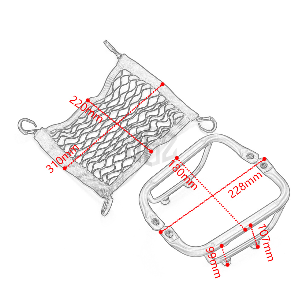 Baga sàn Free Net Pocket Motorcycle Aluminum Luggage Rack Footboard Package Holder Bracket with Net Bag Motorbike Battery Rack  for Piaggio Vespa Sprint Primavera 125 150 2013 -2017 2018 2019 2020 2021