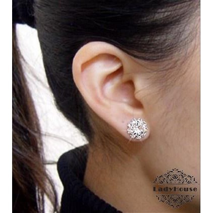 MEA-Fashion Women Silver Plated Clear Crystal Rhinestone Ear Stud Earrings