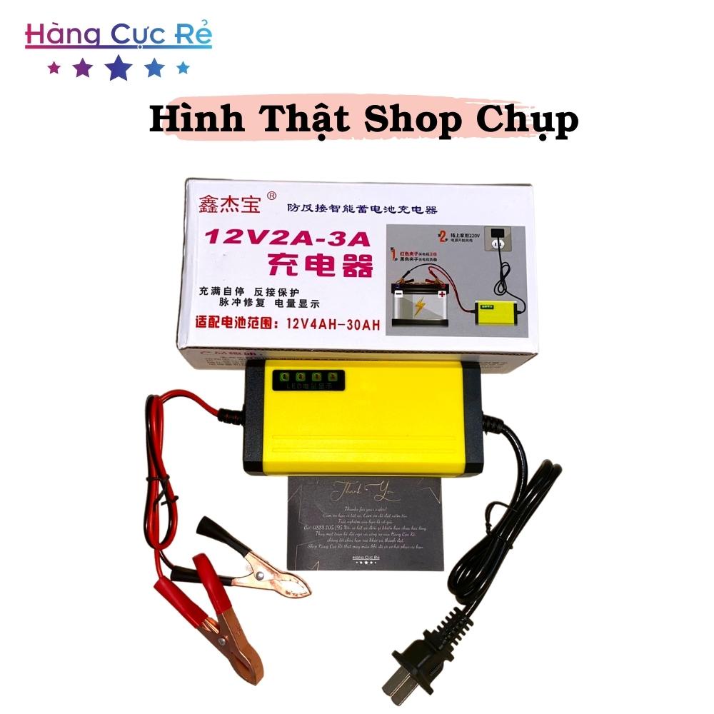 Máy sạc bình acquy 12v 2A cho xe máy xe đạp điện, tự ngắt khi đầy ắc quy - Shop Hàng Cực Rẻ