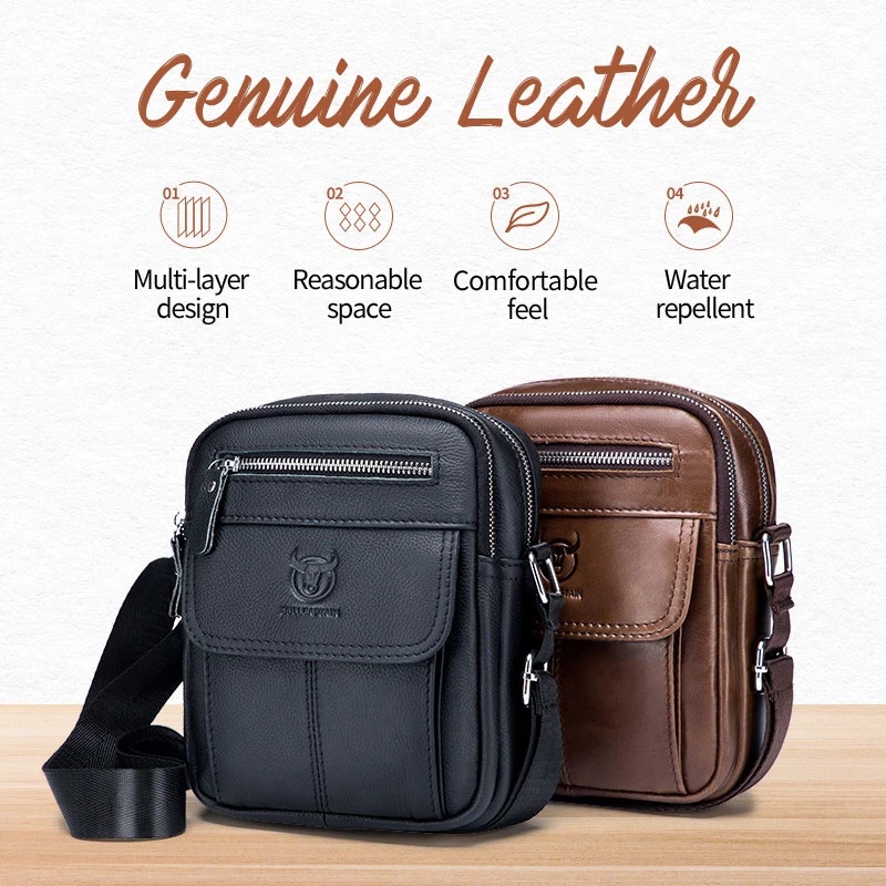 Túi Da Bò Mini Đeo Chéo Phong Cách Doanh Nhân Thời Trang Cho Nam