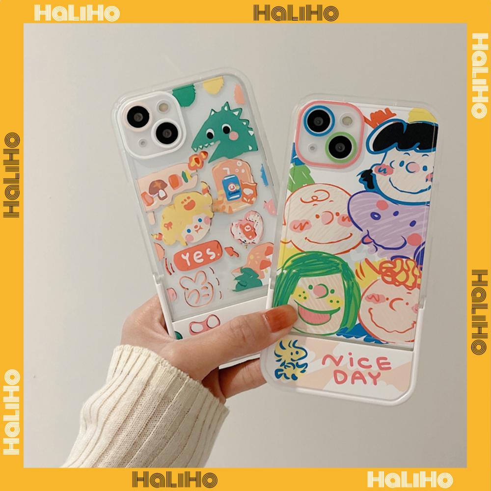iPhone Case with Invisible Folding Stand Silicone Soft Case Airbag Shockproof Protection Camera Cartoon Cute Compatible For iPhone 11 Pro Max 13 Pro Max 12 Pro Max 7Plus xr XS Max