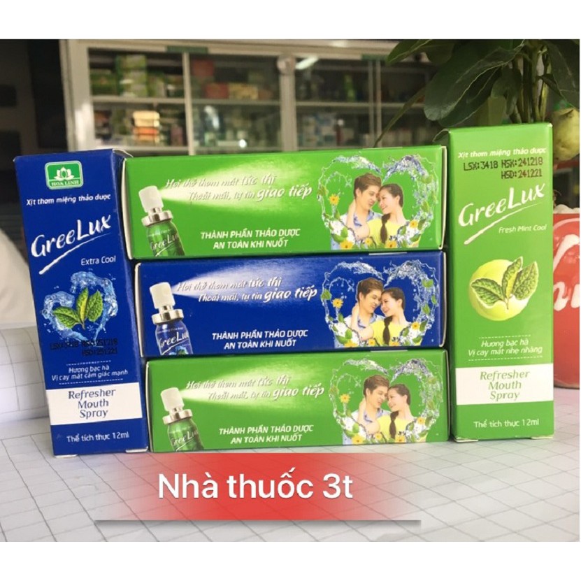 Combo 2 hộp xịt thơm miệng thảo dược GreeLux chống hôi miệng, giúp tự tin thoải mái.