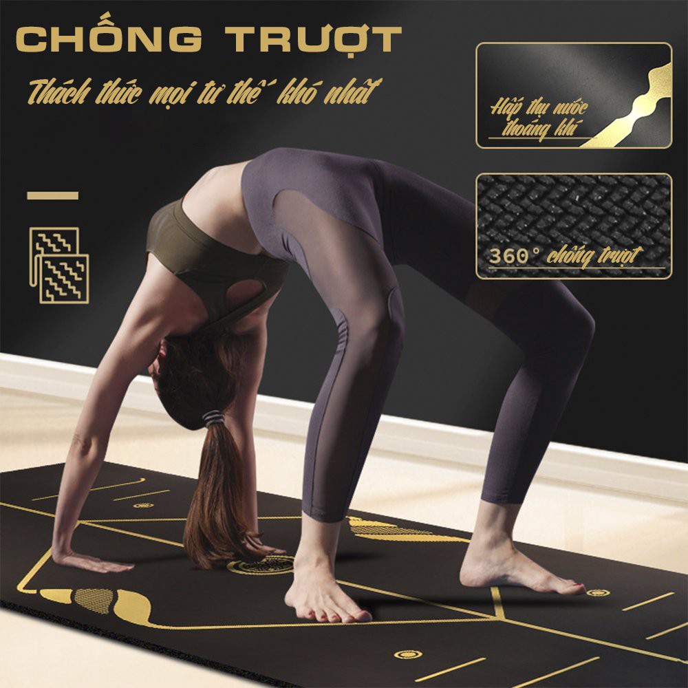 Thảm Tập Yoga Định Tuyến Da PU Cao Cấp, Thảm yoga chống trượt sang trọng chính hãng TOPBODY