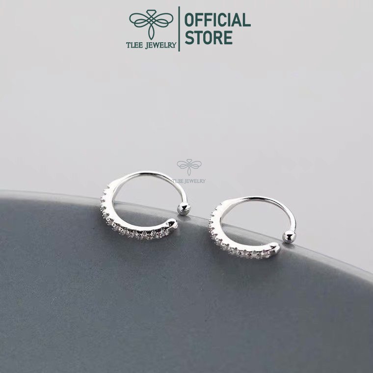 Khuyên tai bạc Tlee, Bông tai kẹp vành nạm đá cá tính- TleeJewelry