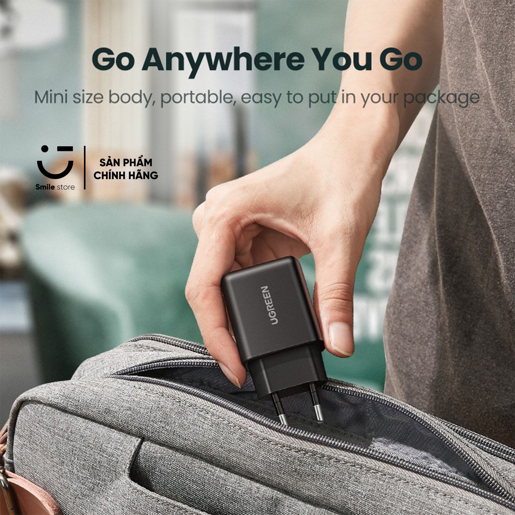Củ Sạc Nhanh UGREEN QC 3.0 18W Chất Lượng Cao Hỗ Trợ QC 3.0 Dành Cho Samsung Xiaomi Oppo Realme Vsmart Và Máy Tính Bảng