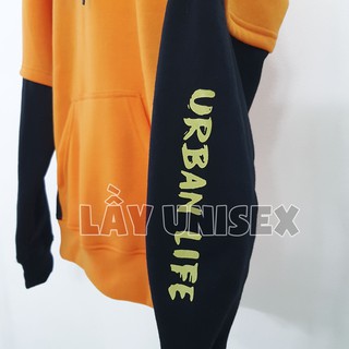 Áo hoodie phối cam đen