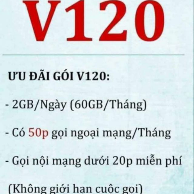 Sim đầu 09 , ib chọn số . Sim 4G Viettel ,gói cước V120 . Đã có sẵn gói tháng đầu tiên