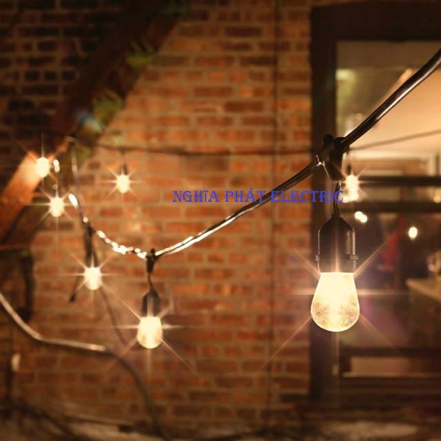 BỘ DÂY ĐÈN THẢ NGOÀI TRỜI CHỐNG NƯỚC E27 - 10 MÉT 15 ĐUI E27 TRANG TRÍ DECOR