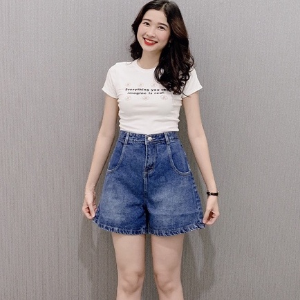 Quần Short Jean Nữ Lưng Cao - Hàng VNXK