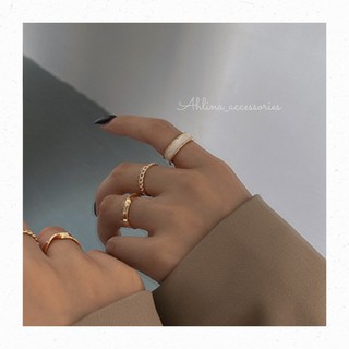 Set nhẫn mặt xà cừ (3 chiếc) Ahlina