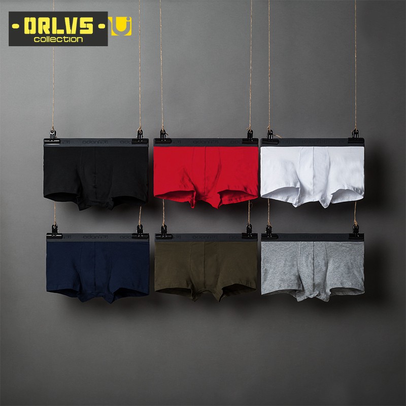 ORLVS Quần lót boxer vải cotton màu trơn thoáng khí thời trang dành cho nam Ad304
