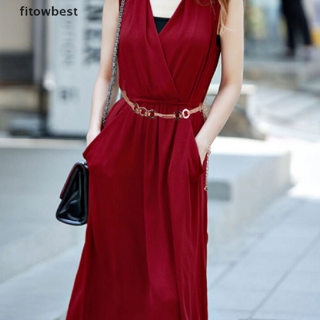 Thắt Lưng Dây Xích Bằng Kim Loại Đính Đá Pha Lê Cho Nữ