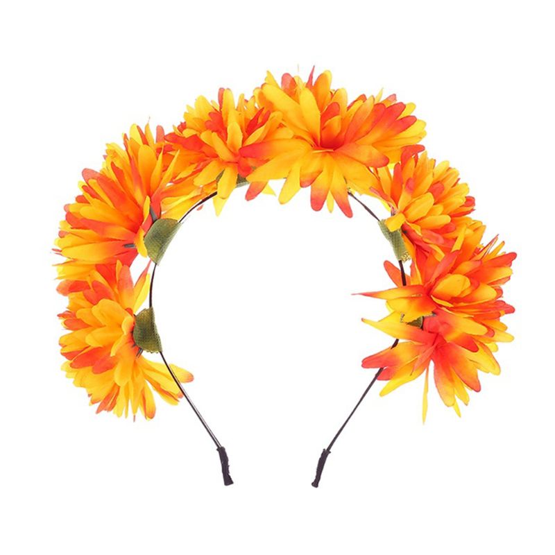 Băng Đô Hoa Cúc Giả Màu Tương Phản Phong Cách Bohemian Dành Cho Cô Dâu