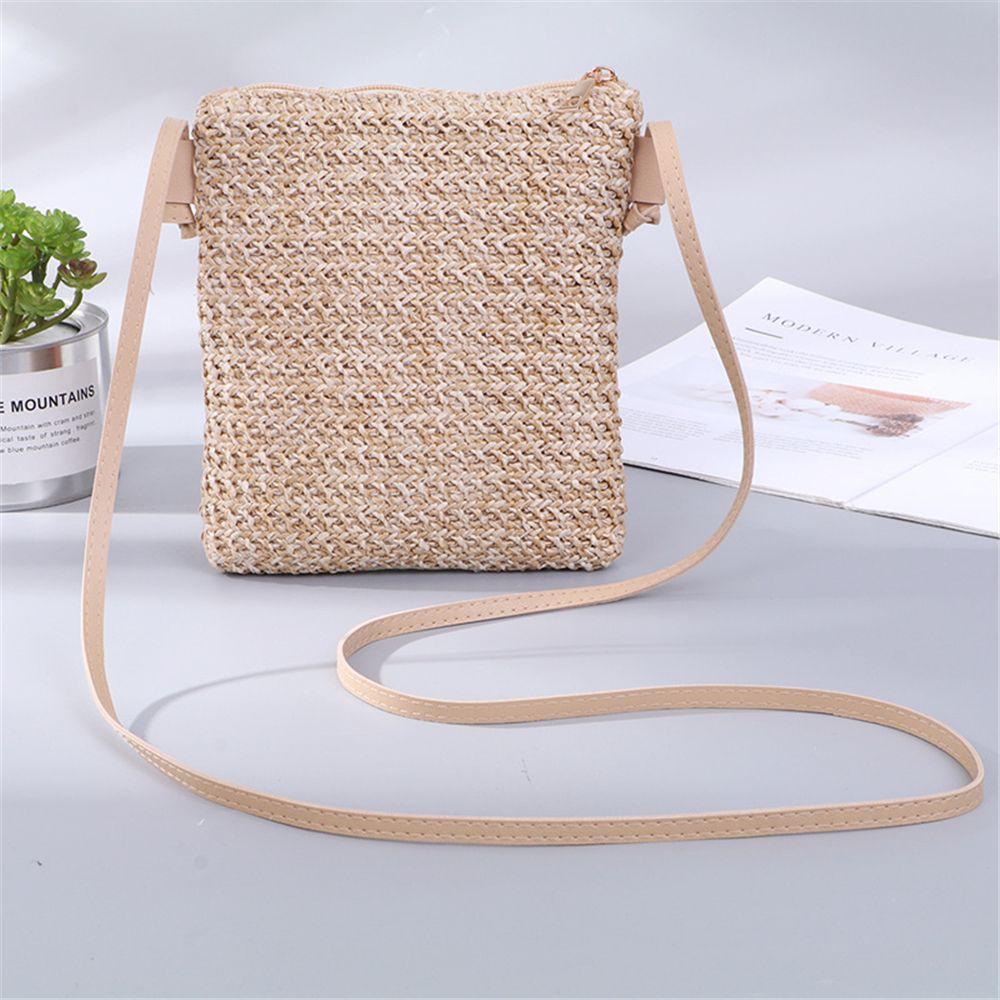 Túi Cói Đeo Chéo Dáng Vuông Nhỏ Thời Trang Đi Biển Xinh Xắn Cho Nữ
