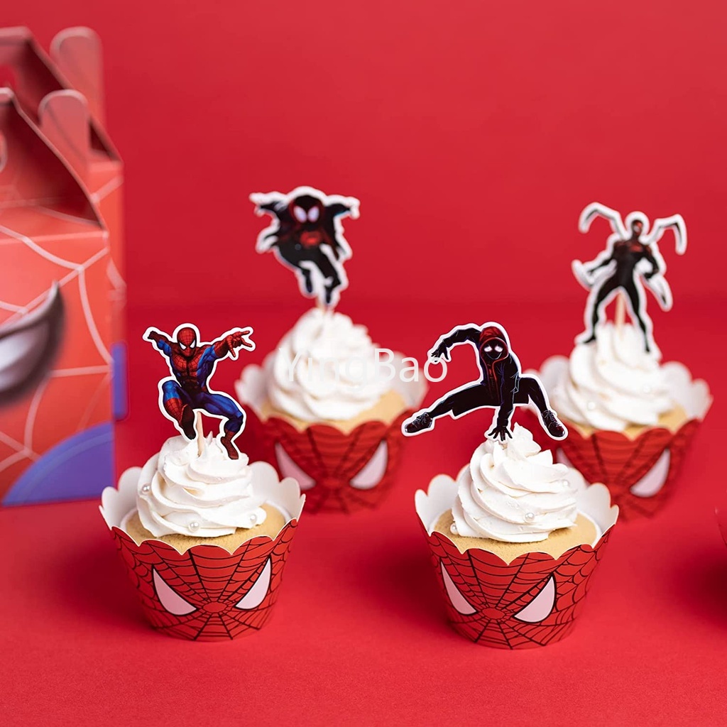 1 Bộ Phụ Kiện Trang Trí Bánh Kem Hình Người Nhện
