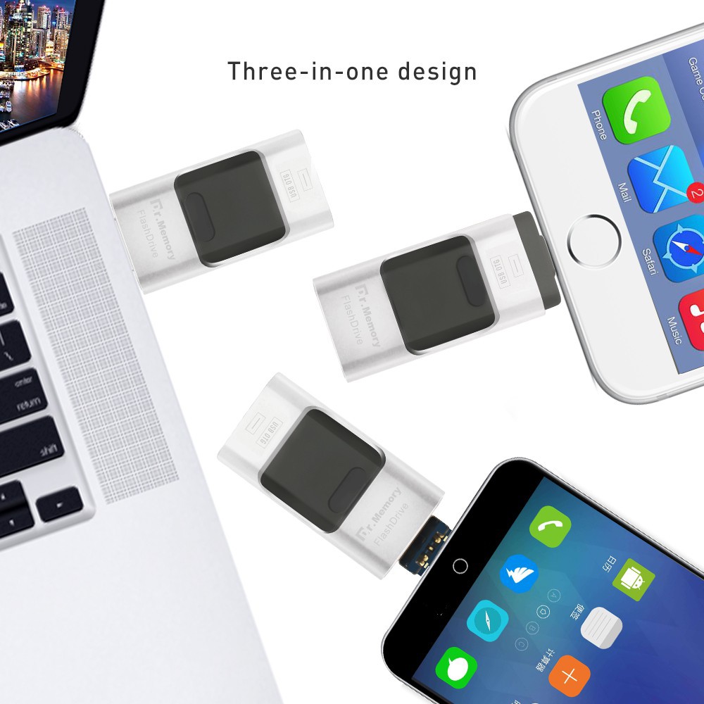 Usb 3 Trong 1 Otg Dung Lượng 512Gb Cho Iphone Ipad Udisk