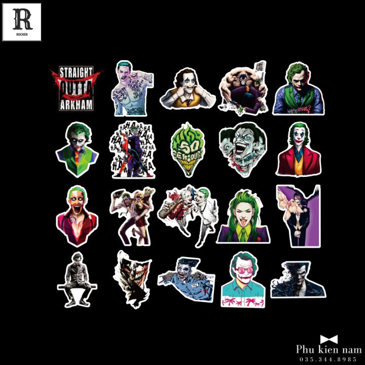 Sticker PVC Chống nước Hình dán trang trí Tường Mũ Laptop Xe Điện Thoại Joker ST029