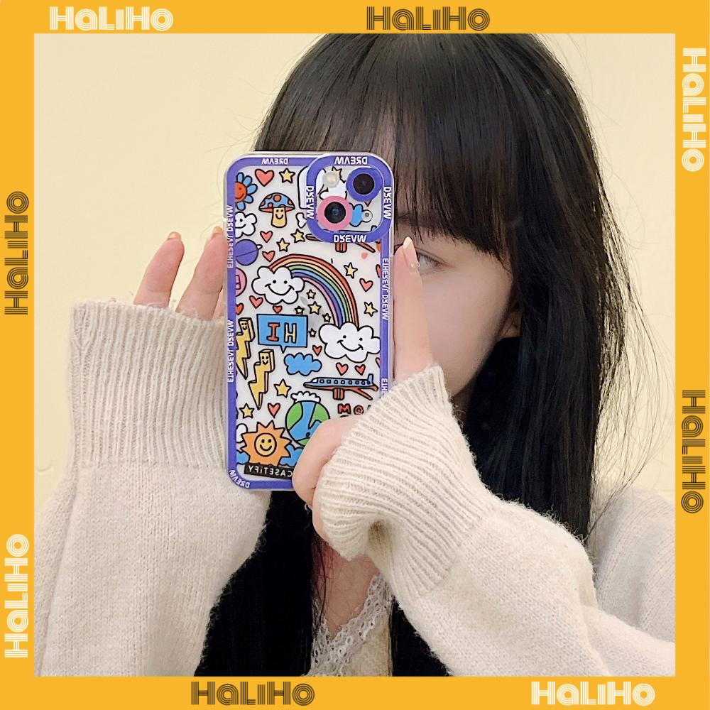 iPhone Case Silicone Soft Case TPU Clear Case Angel Eye Protection Camera Shockproof Rainbow Cloud Smiley For iPhone 13 Pro Max iPhone 12 Pro Max iPhone 11 iPhone 7 Plus