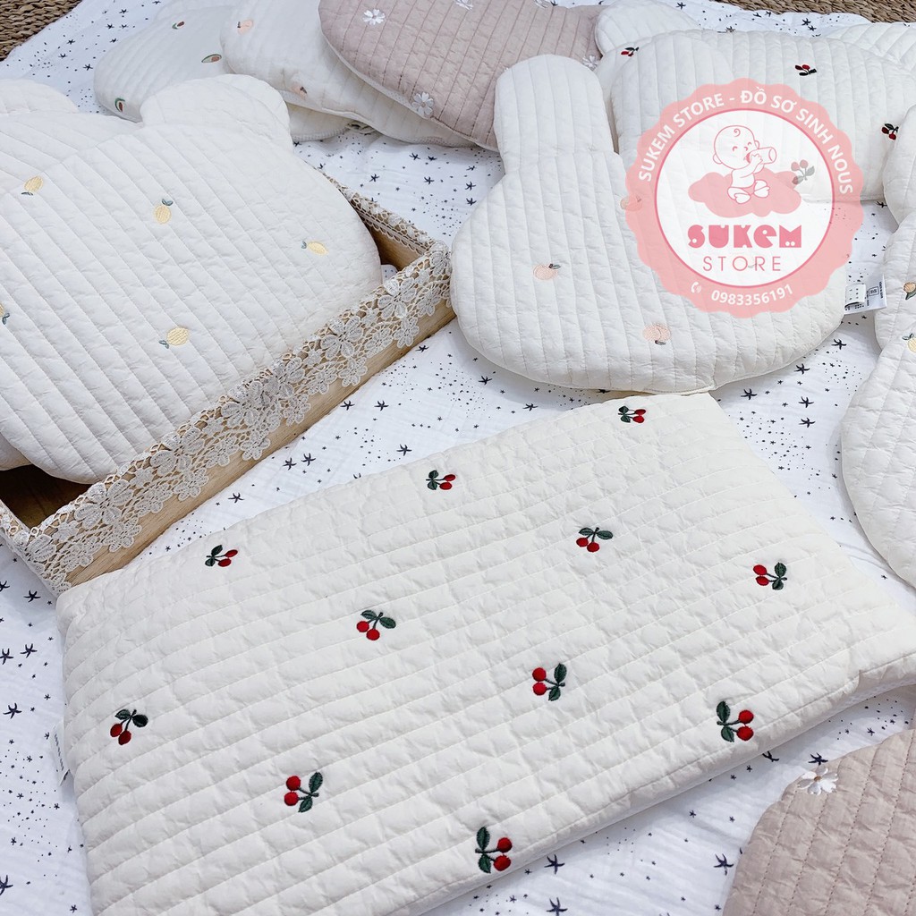 Gối Dot To Dot Hàn Quốc Thêu Họa Tiết Hình Chữ Nhật Chất Liệu Cotton Và Bông Organic Siêu Nhẹ An Toàn Cho Bé