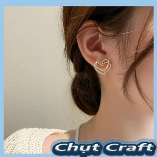 Bông tai hình trái tim lồng trái tim đính đá