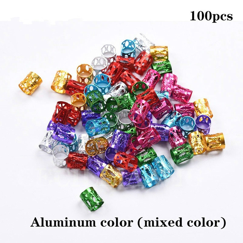 Set 50-200 Hạt Xỏ Màu Vàng / Bạc Làm Tóc Tết / Trang Sức Thủ Công DIY