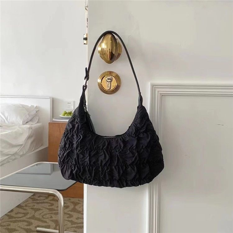 [Hàng Có Sẵn] Túi Xách Kẹp Nách Họa Tiết Bán Nguyệt Xếp Ly Mùa Hè