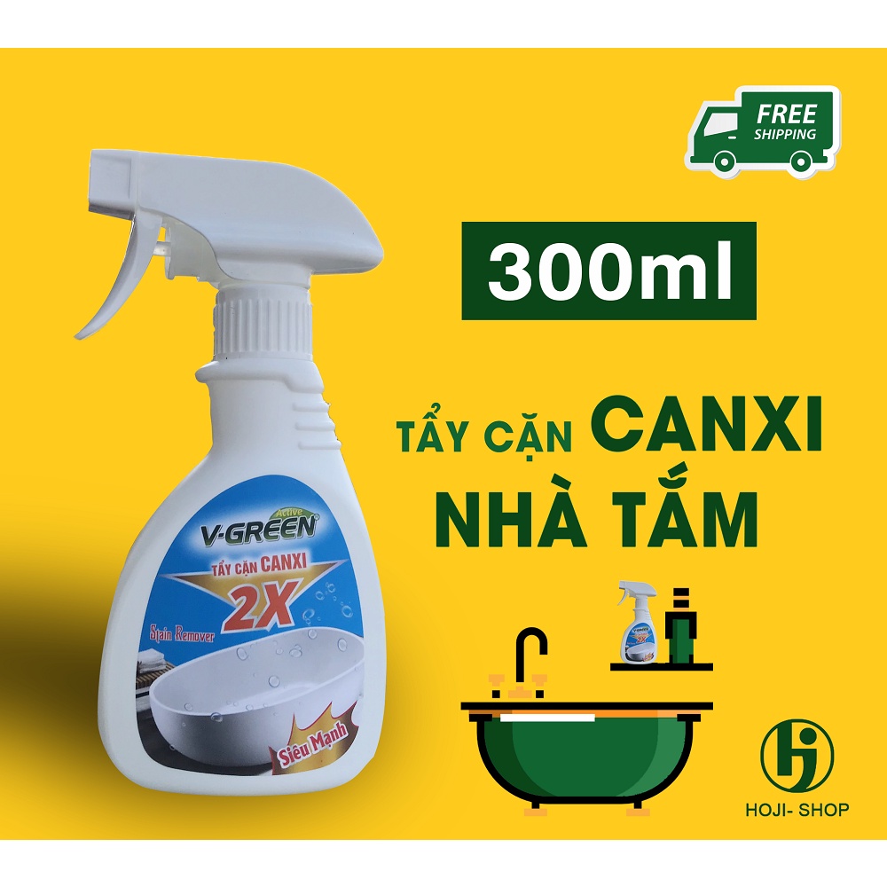 Tẩy Cặn CANXI VGREEN 300ml Tẩy Sạch Vòi Inox, Vách Kính, Gạch Men Nhà Tắm