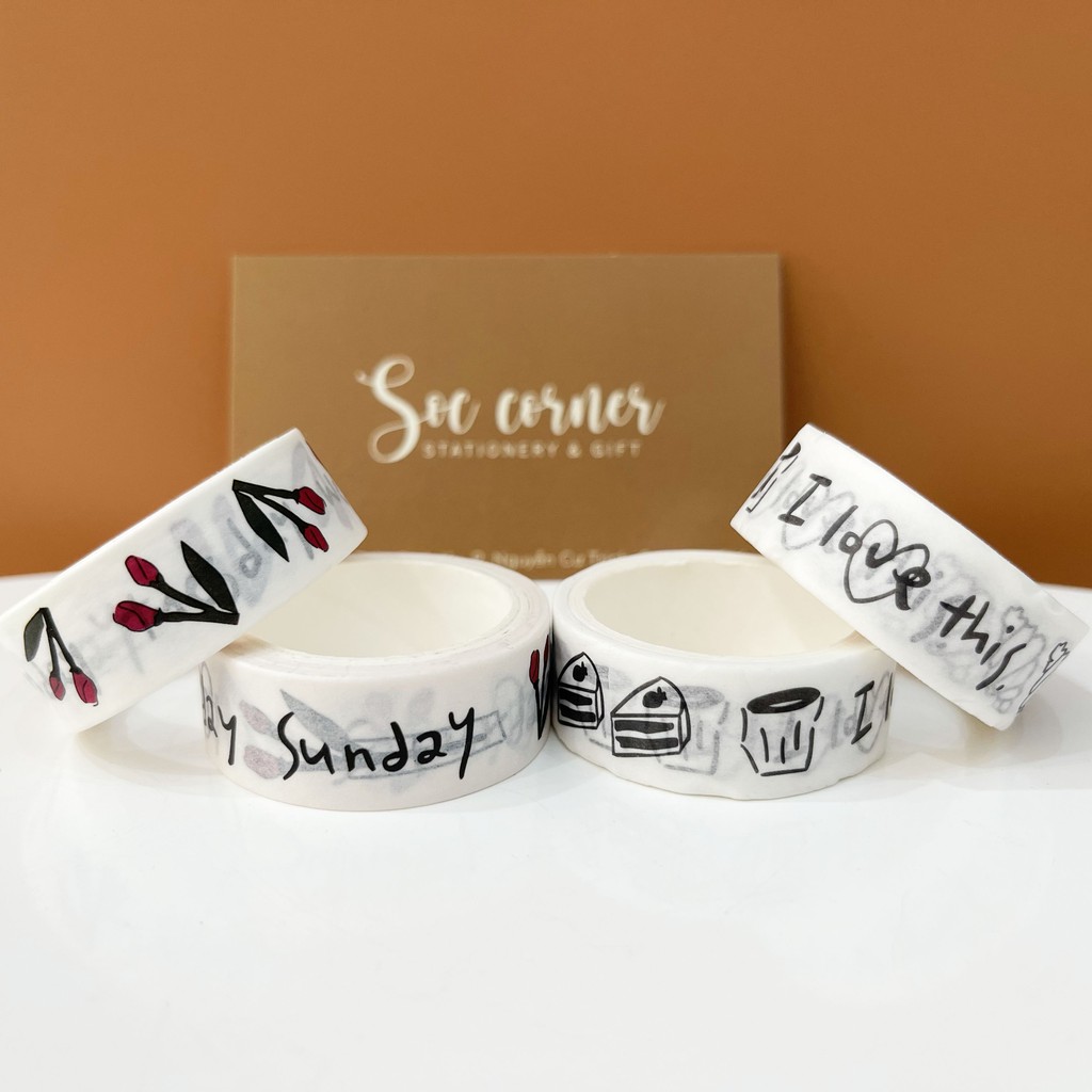 1 cuộn băng dính nhỏ (washi tape) trang trí sổ tay