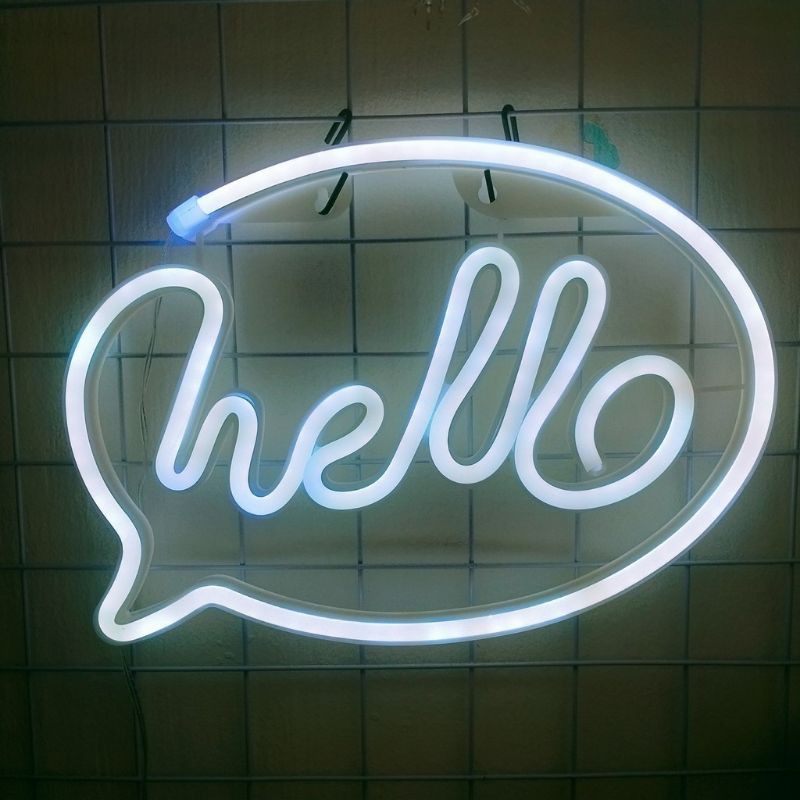 [PIN + USB]Đèn Neon Chữ HELLO trang trí treo tường, treo cửa kính, trang trí shop, cửa hàng, quán cafe