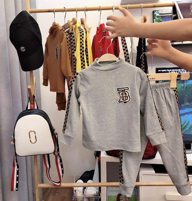 Sét bộ cotton len cổ 3 phân cho cả bé trai bé gái