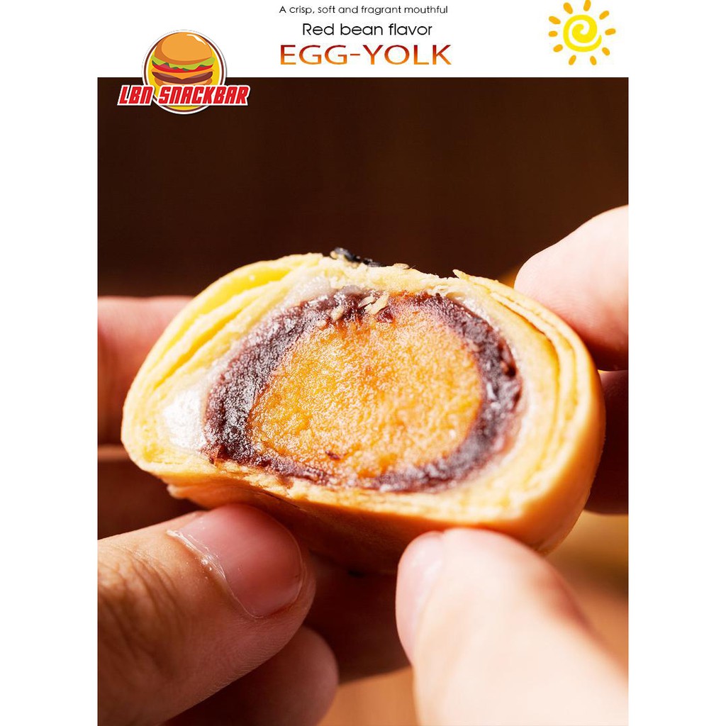 🌟Shop khuyên dùng🌟 BÁNH ĐẬU ĐỎ NHÂN TRỨNG MUỐI vỏ bánh vàng nghìn ngàn lớp mochi mềm dẻo rắc mè đen hộp 6 cái