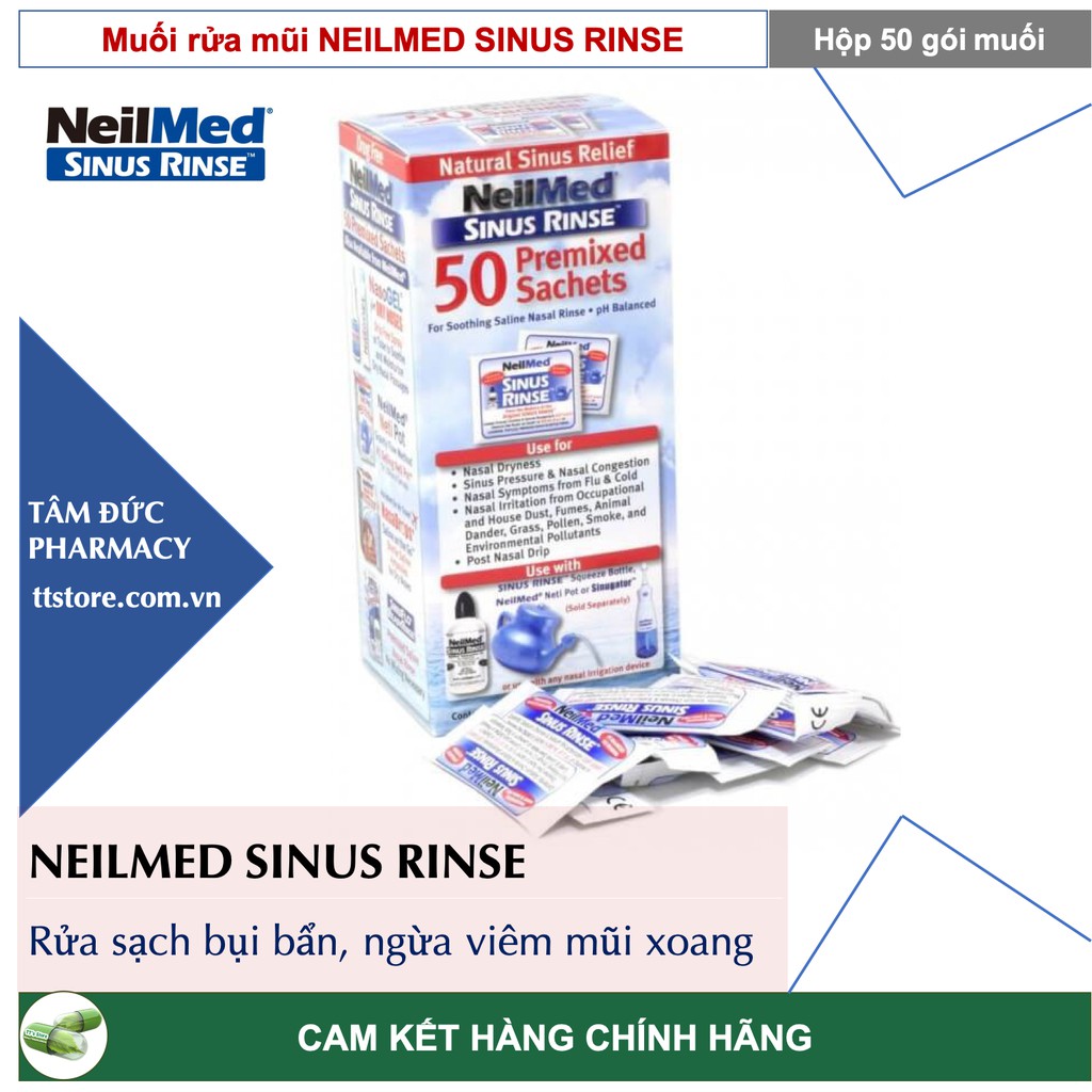 [CHÍNH HÃNG] - Muối Rửa Mũi NEILMED Sinus Rinse [Hộp 50 gói] [Nelmed, neomed, nelmet]