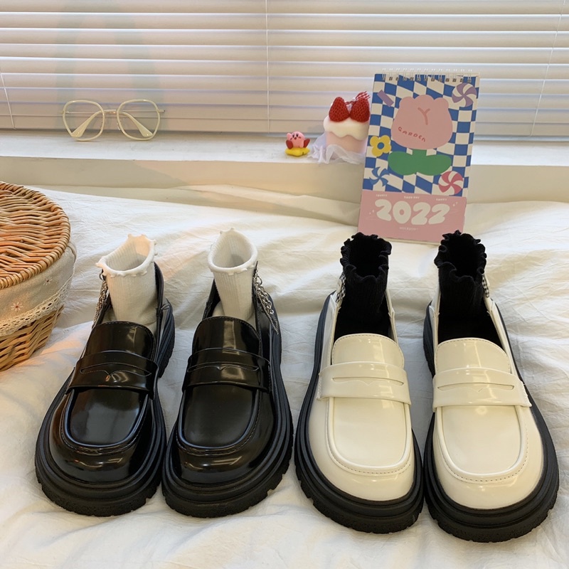 Giày loafer oxford búp bê đế cao đồng phục học sinh dễ thương da PU đế 5.5cm Yannie Lolita