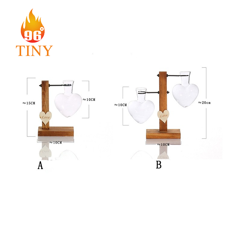 Bình thủy tinh hình trái tim cắm hoa để bàn, phòng khách, bàn làm việc văn phòng