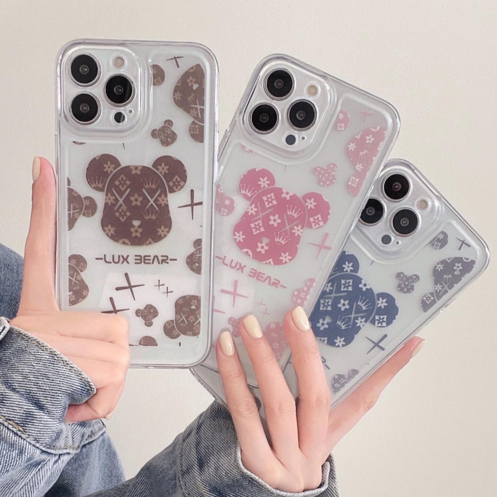 Ốp Điện Thoại Silicon TPU Mềm Trong Suốt In Hình Gấu Hoạt Hình Thời Trang Cho iphone 13 12 11 pro max x xr xsmax 7/8plus