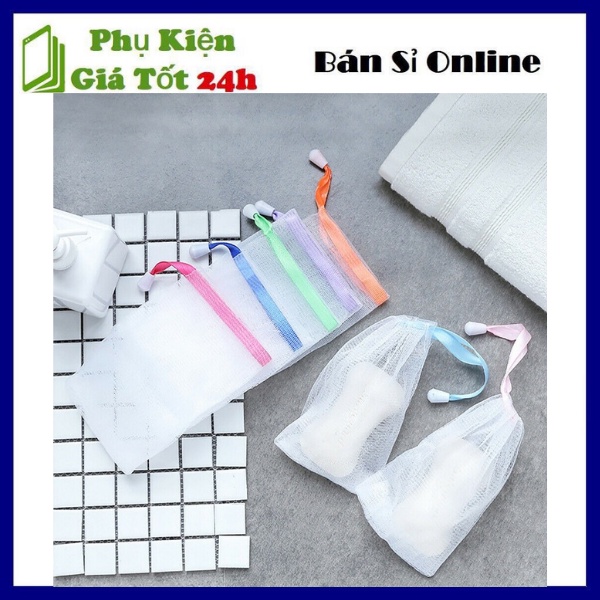 Túi Lưới Đựng Xà Phòng Tạo Bọt Tiện Lợi, Có Dây Rút Kích Thước (15x9) Vinhwatch