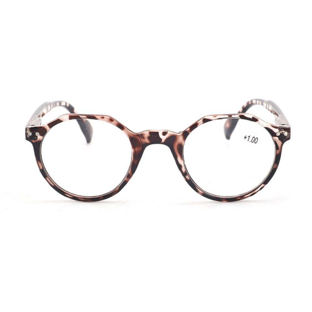 JARRED Kính Đọc Sách Gọng Tròn Họa Tiết Da Báo Màu Nâu Thời Trang + 1.0 ~ + 4.0