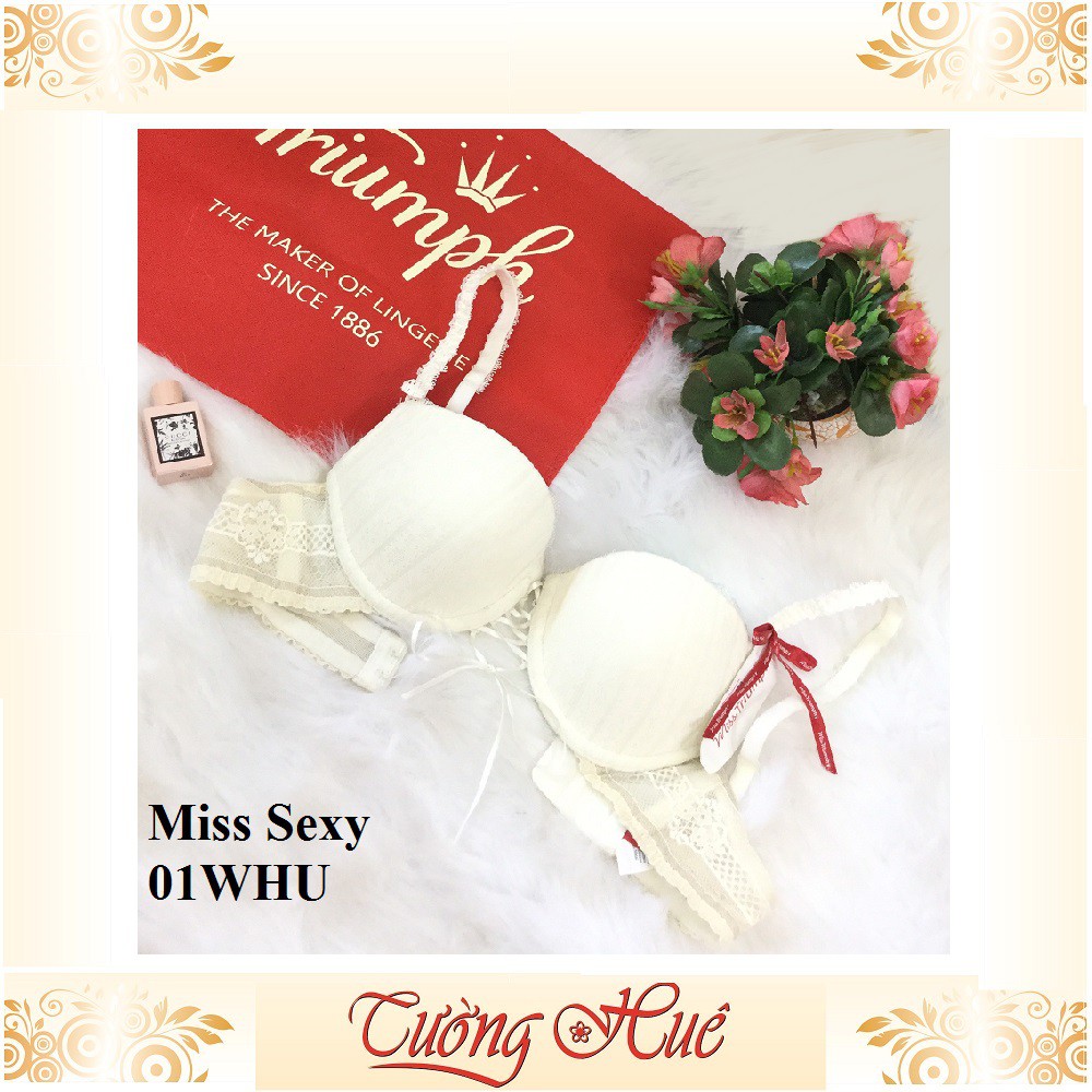 SALE SALE SALE - Áo lót nữ Triumph Miss Sexy 01 WHU cúp bầu ngang lưng ren.