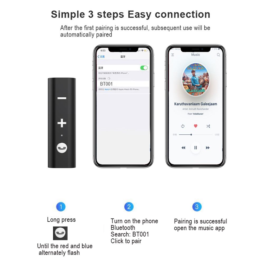 1 Thiết bị nhận âm thanh Bluetooth 5.0 không dây mini nhỏ gọn tiện dụng