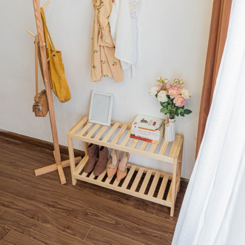 Kệ Giày Gỗ 2 Tầng - Giá Để Đồ Trang Trí Phòng Nội Thất Hàn Quốc Gỗ Thông Nhập Khẩu Cao Cấp [ KT 80 x 26 x 50 cm ] | BigBuy360 - bigbuy360.vn