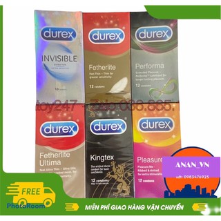 Bao Cao Su Durex @freeship@ Hộp 12 Bcs Đủ Loại ( che tên khi giao)