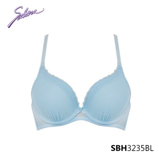 Áo Lót Mút Vừa Nâng Ngực Tự Nhiên Phối Ren Màu Xanh Biển Fashion Soft Doomm By Sabina SBH3235BL