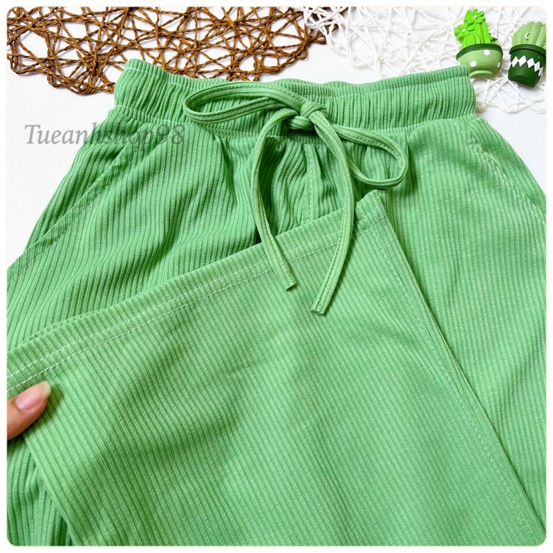 Quần Thun Ống Suông Gân Tăm Cao Cấp - Quần Dài Ống Rộng Lưng Cao Tôn Dáng Phong Cách Hàn Quốc Size 38-70kg