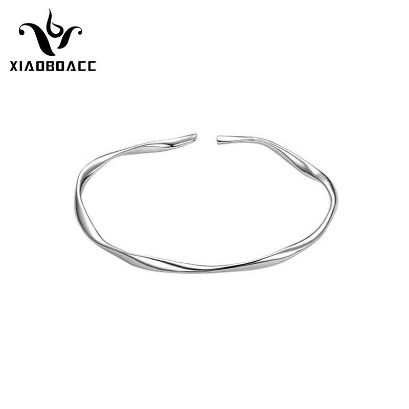 XiaoboACC Vòng Đeo Tay Dạng Xoắn Màu Bạc Bóng Thời Trang Hàn Quốc | BigBuy360 - bigbuy360.vn