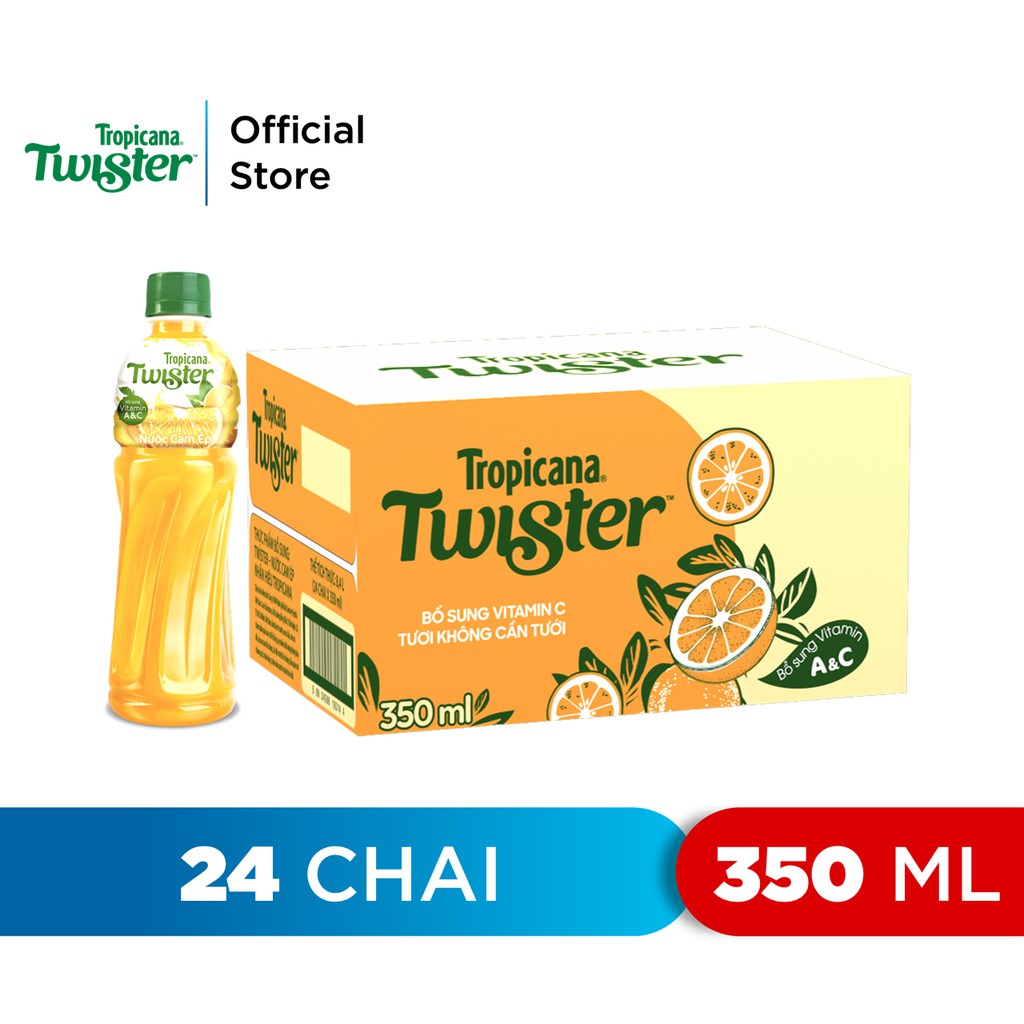 [Mã GRO1APR giảm 20K đơn 150K] Thùng 24 Chai Nước Trái Cây Giải Khát Twister Cam (350ml/Chai)