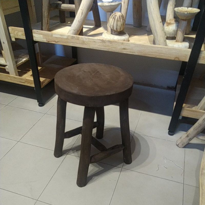Ghế đôn mặt tròn 4 chân màu giả cổ chiều cao 45CM